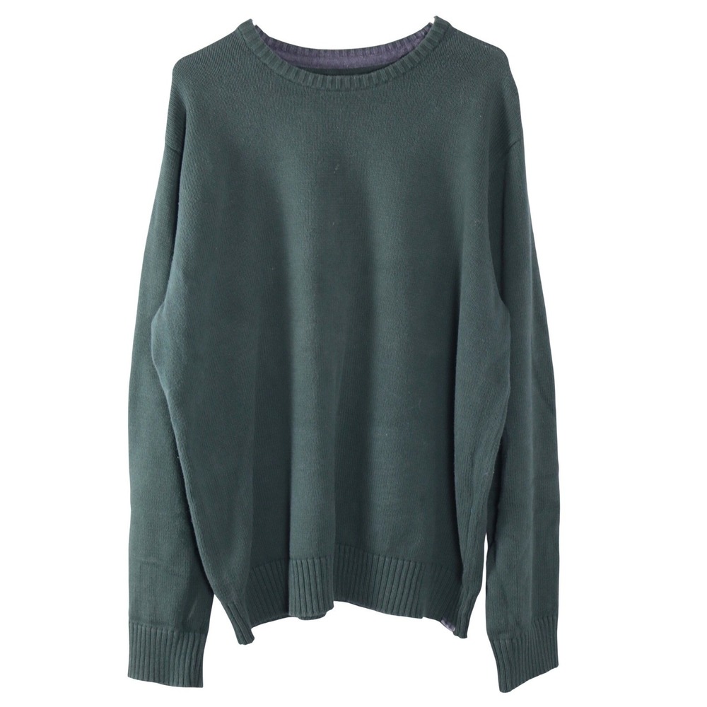 Eddie Bauer Mens XL Forest Green‎ Cotton Crew Neck Knit Sweater Solid Classic - Picture 2 of 8